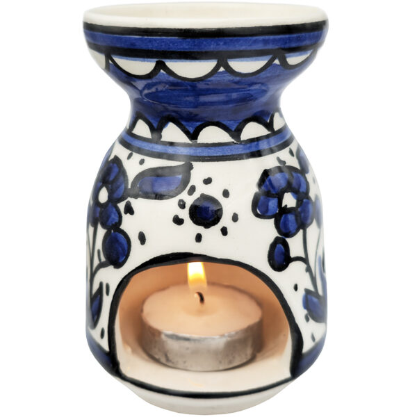 Armenian Ceramic Hand Painted Incense Burner - Blue Flowers