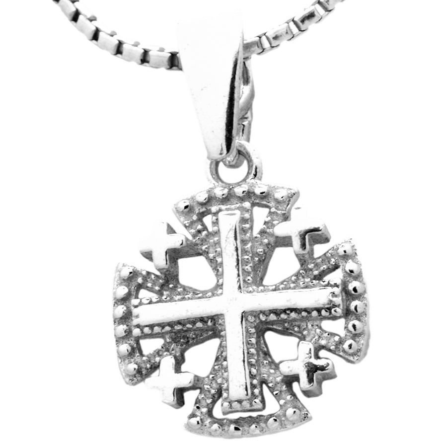 Small 'Jerusalem Cross' Decorated Sterling Silver Pendant