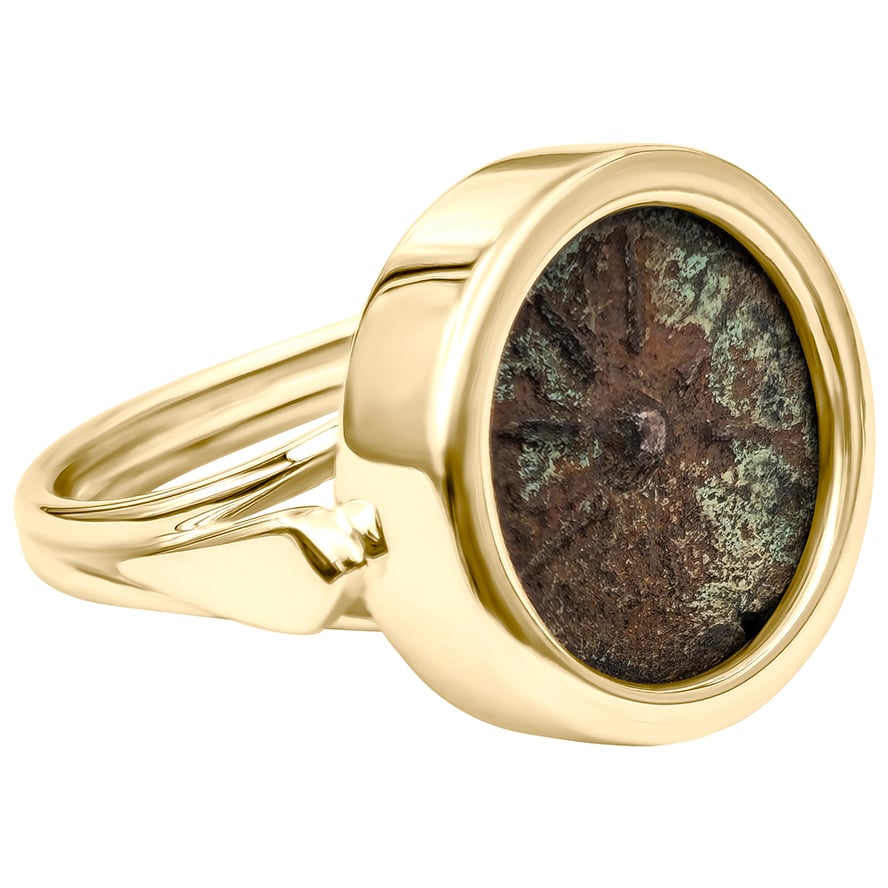 Widow’s Mite Coin in a Classic 14k Gold Ring – Made in Israel