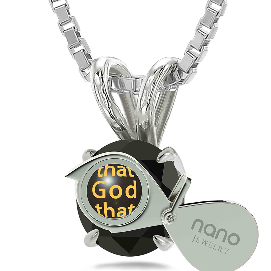 1 John 4:16 Nano 24k Inscribed Zirconia Sterling Silver Solitaire Necklace (with magnifying glass)