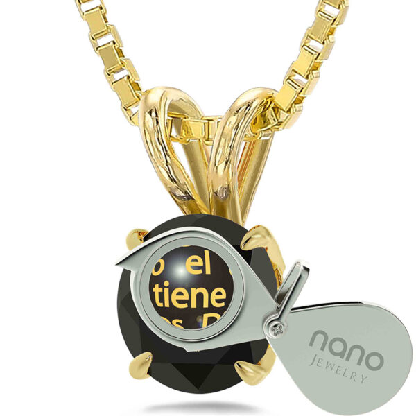 1 Juan 4:16 in Spanish 24k Inscribed Zircon 14k Solitaire Necklace (with magnifying glass)