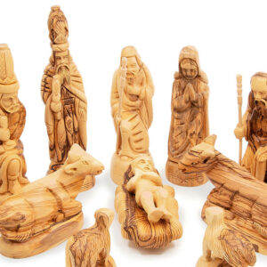 Set of Best Quality Olive Wood Nativity Figures with Camel - 13 pc (detail)