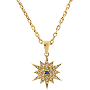 Star of Bethlehem' 14k Gold Pendant with Diamonds and Sapphire