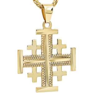 Classic 'Jerusalem Cross' 14k Gold Pendant made in the Holy Land