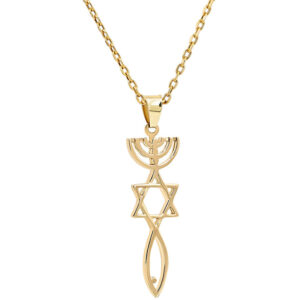 Messianic 'Grafted In' 14k Gold Silver Pendant - Made in Israel (with chain)