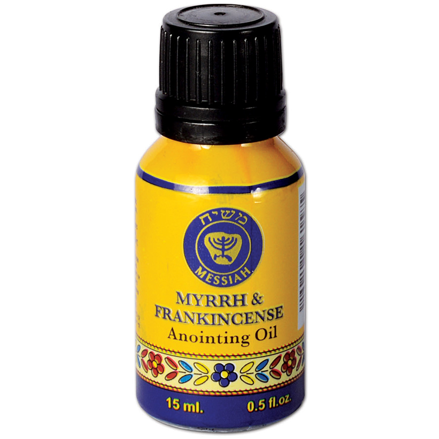 Frankincense & Myrrh Holy Prayer Oil in Cobalt Bottle – Made in Israel – 15ml