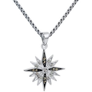 Shining 'Star of Bethlehem' Zircon and Marcasite Silver Pendant (with chain)