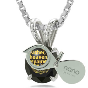 "The Lord's Prayer" 24k Nano Engraved 925 Silver Solitaire Necklace