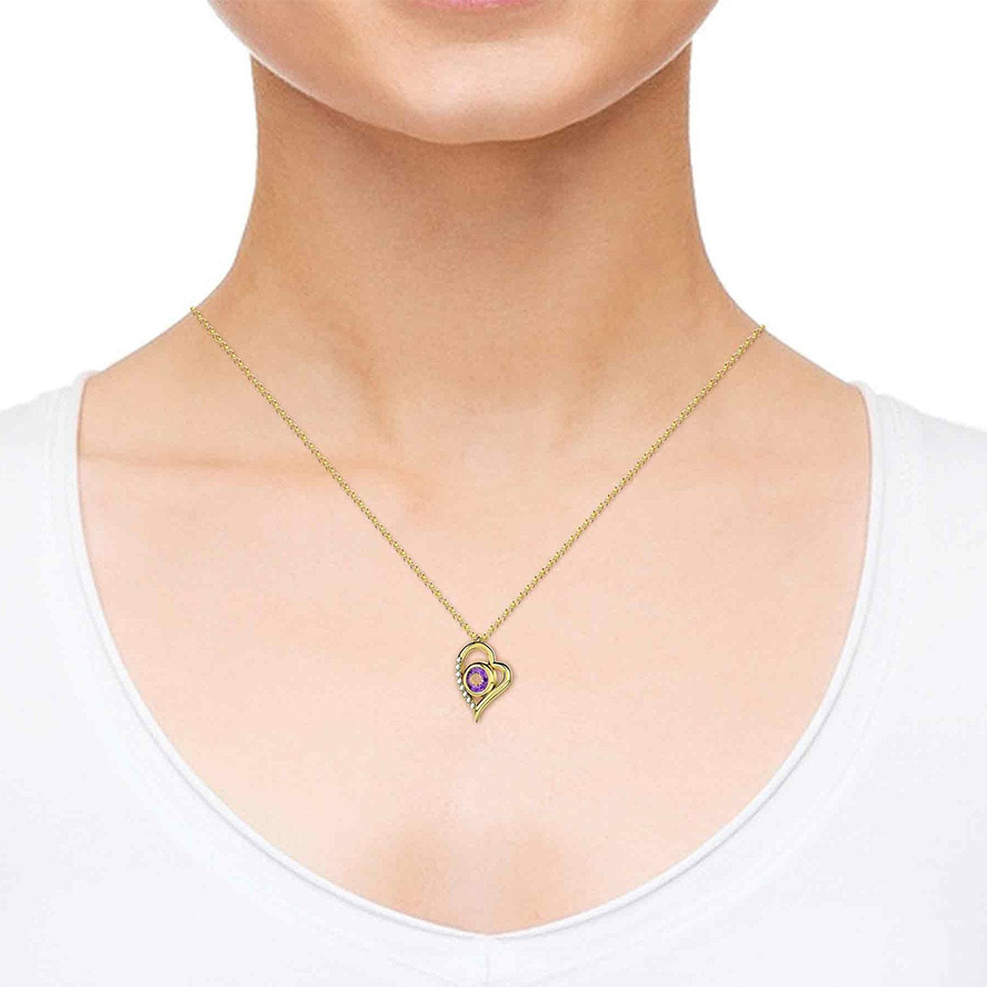 “The Lord’s Prayer” in Hebrew 24k Engraved Diamond Heart 14k Necklace (worn by model)