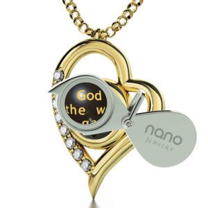 24k Gold 'John 3:16' Inscribed on Zirconia - 14k and Diamonds Pendant (with magnifying glass)