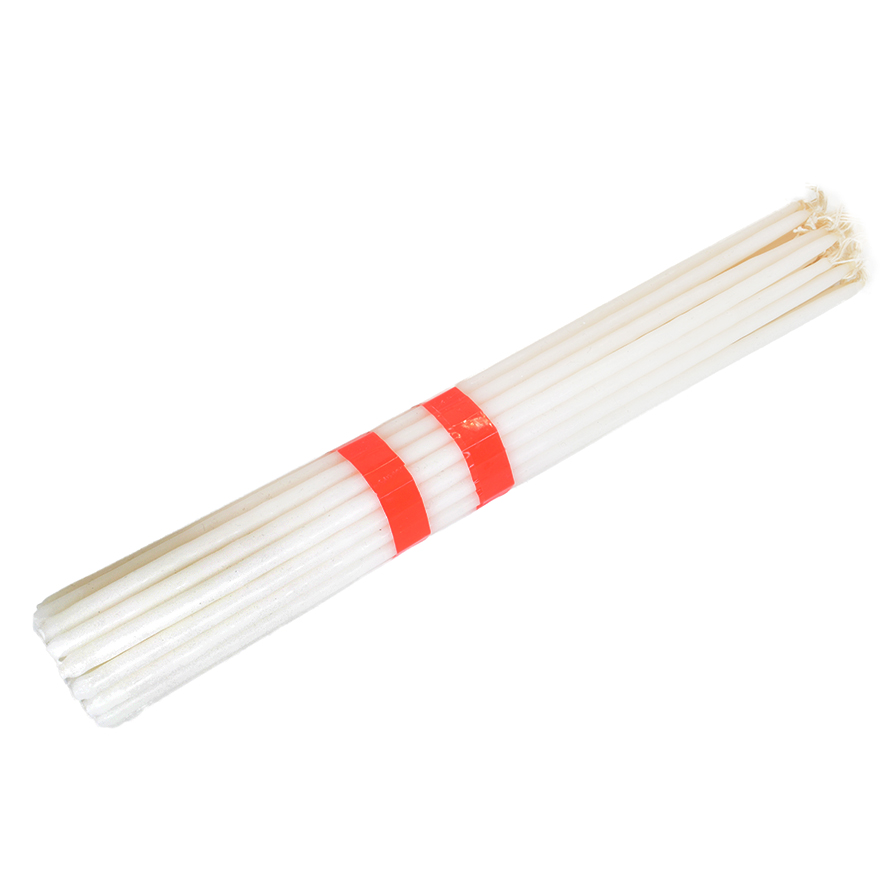 ‘HOLY FIRE’ Candles from Jerusalem – 33 Candles – White 11″ (side view)