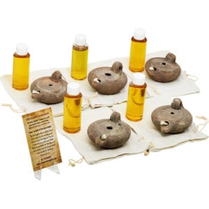 5 Wise Virgin Clay Oil Lamps with Olive Oil - Jewish Wedding Lamp