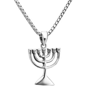 Menorah Pendant - Sterling Silver - Made in Israel (with chain)