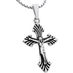 Crucifix Pendant - Oxidized - 925 Silver made in Jerusalem (side view)