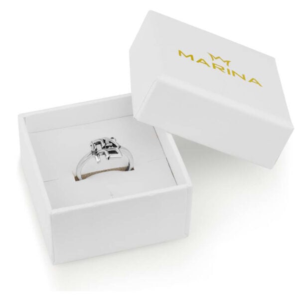 "Ahava" in Hebrew - Love Ring - Cut-Out Sterling Silver by Marina Jewelry (in gift box)
