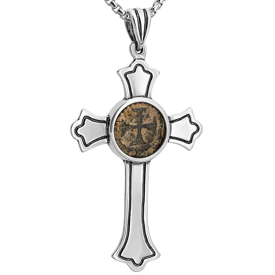 Authentic 11th Century Crusader Cross in a Sterling Silver Cross Pendant