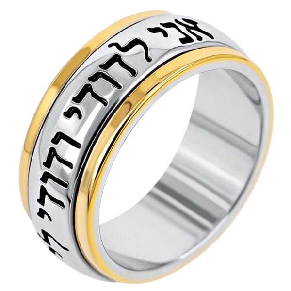 Prøve At accelerere Fremragende Ani LeDodi' Hebrew Scripture Ring in Silver and Gold