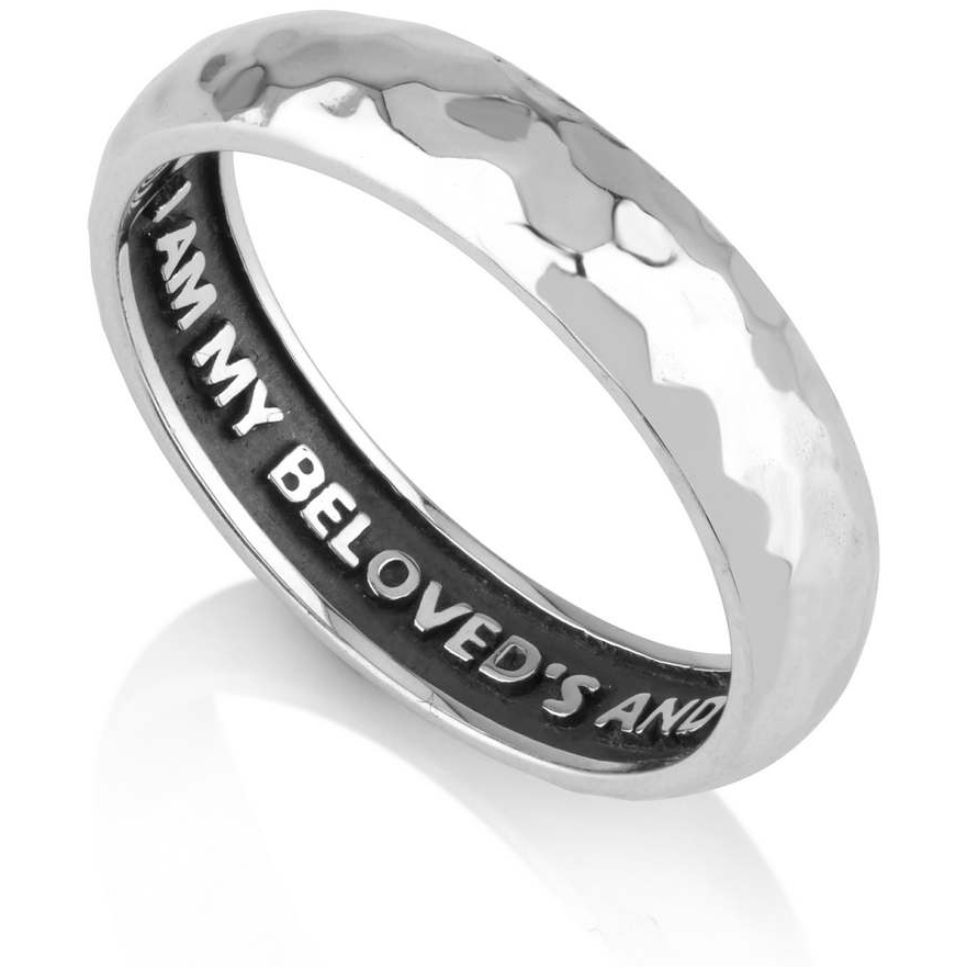 Hidden Scripture Ring 'I Am My Beloved's' in Hammered Sterling Silver