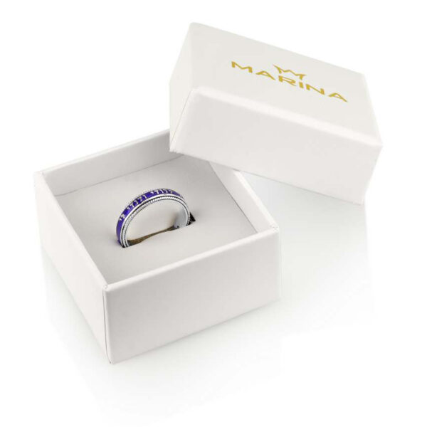 "Ani LeDodi VeDodi Li" Sterling Silver Ring in Hebrew - Blue Enamel (Marina Jewelry)