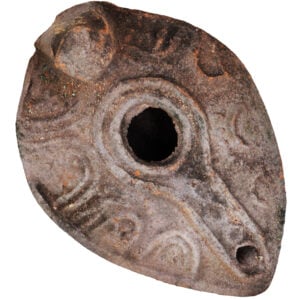 Biblical Replica Clay Oil Lamp - Early Christian Period - Antique Style - top view