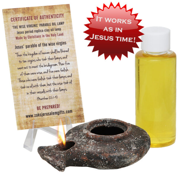 Wise Virgins Clay Lamp of Jesus Period + Galilee Oil, Certificate