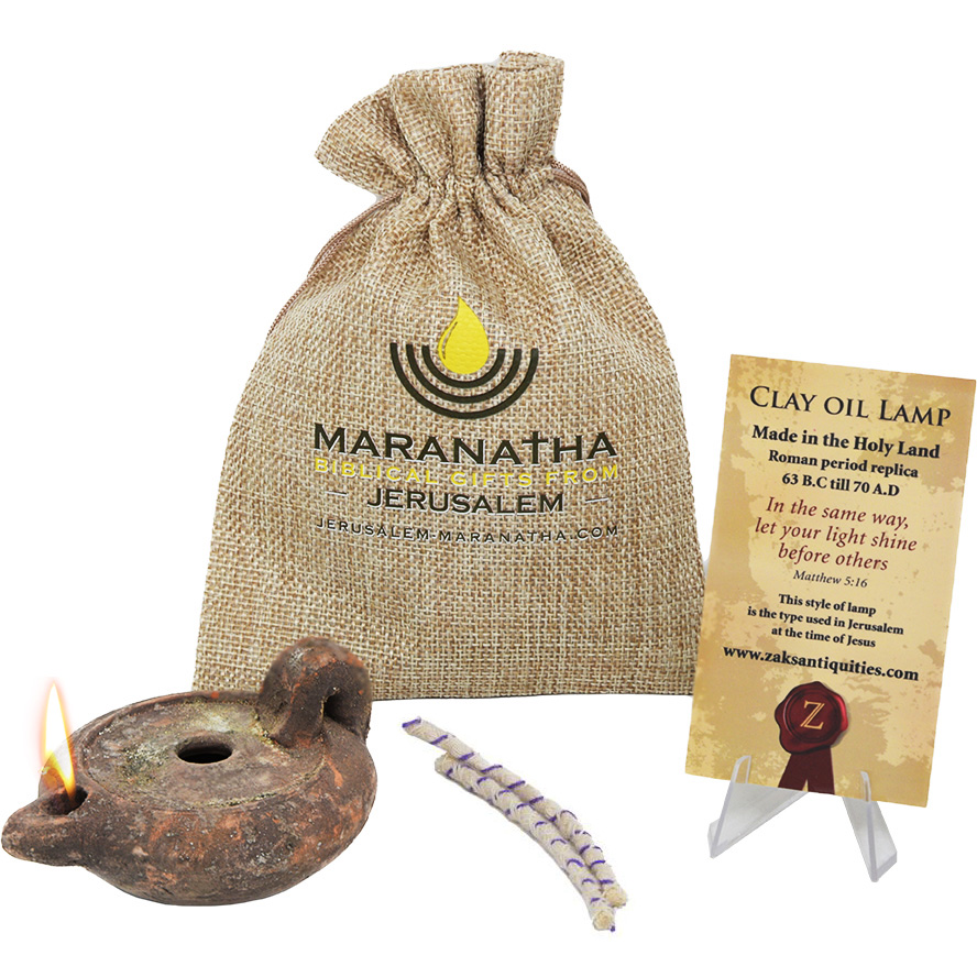 Marriage Ceremony 'Wise Virgins' Clay Oil Lamp in Sackcloth Bag