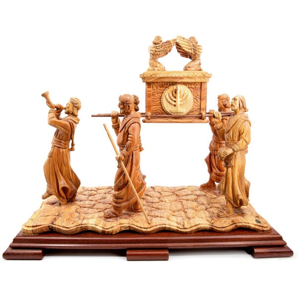 'Ark of the Covenant with Priests' in Olive Wood - Made in Israel (side view)