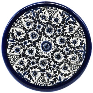 Armenian Ceramic 'Blue Flowers' Souvenir Coaster - 3.5"
