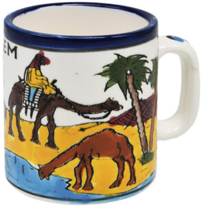 Armenian Ceramic 'Jerusalem Camel' Holy Land Coffee Mug (side view)