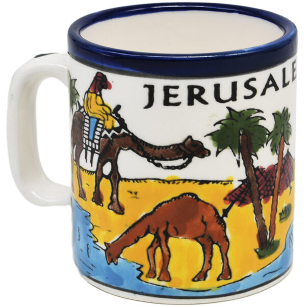 Armenian Ceramic 'Jerusalem Camel' Holy Land Coffee Mug