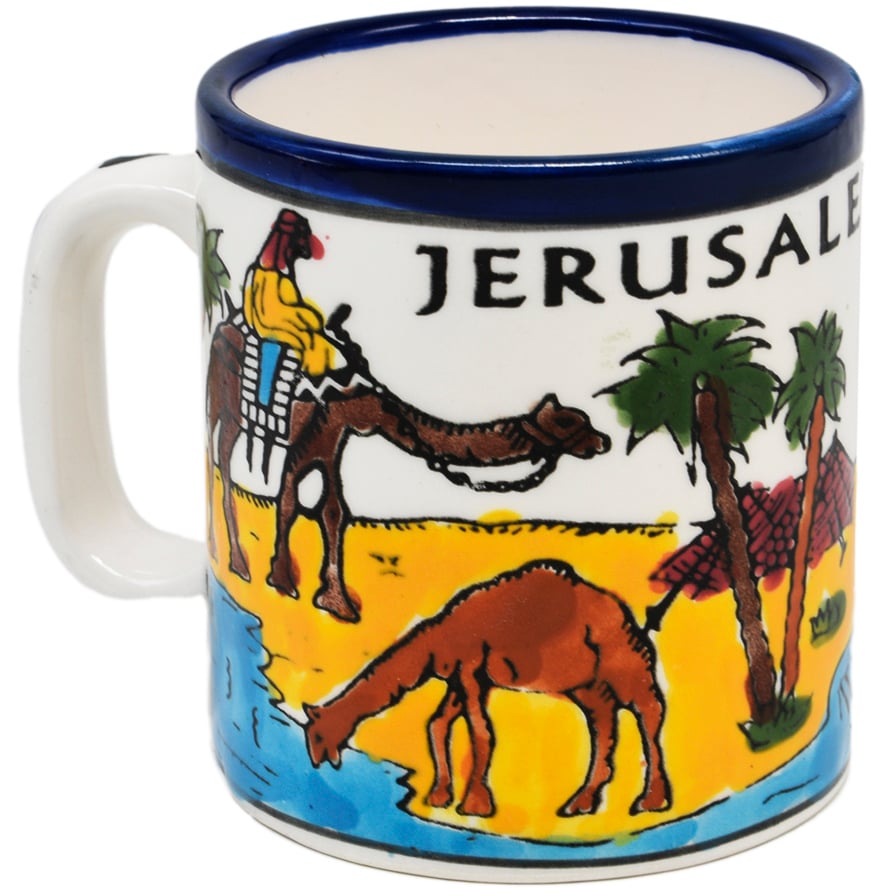 Armenian Ceramic ‘Jerusalem Camel’ Holy Land Coffee Mug