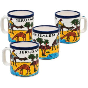 Armenian Ceramic 'Jerusalem Camel' Espresso Cup Set