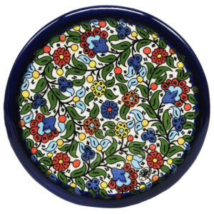 Armenian Ceramic 'Colored Flowers' Souvenir Coaster - 3.5"