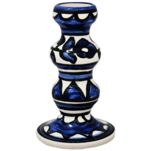 Flowers' Armenian Ceramic Candle Holder From Jerusalem - Blue