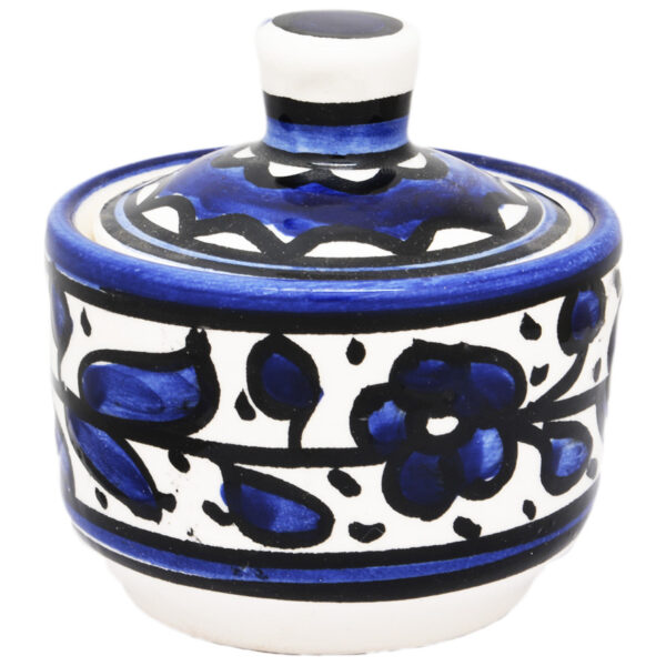 Sugar Pot - Armenian Ceramic 'Biblical Flowers' - Blue (with lid)