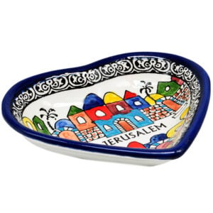 'Jerusalem' Armenian Ceramic Heart Shaped Snack Dish (side view)