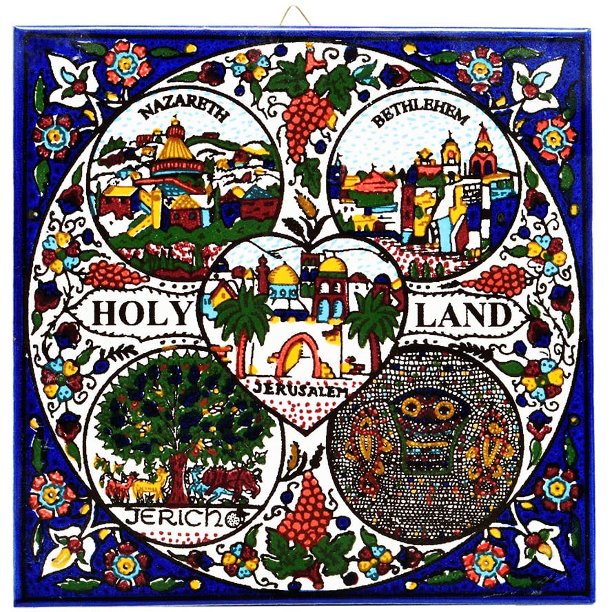 Armenian Ceramic ‘Holy Land Souvenir’ Wall Hanging Tile – 6″