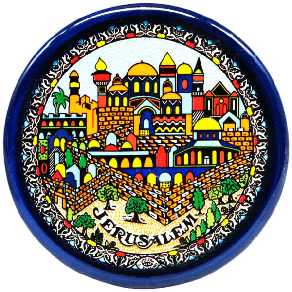 Armenian Ceramic 'Jerusalem Old City' Souvenir' Coaster - 3.5"