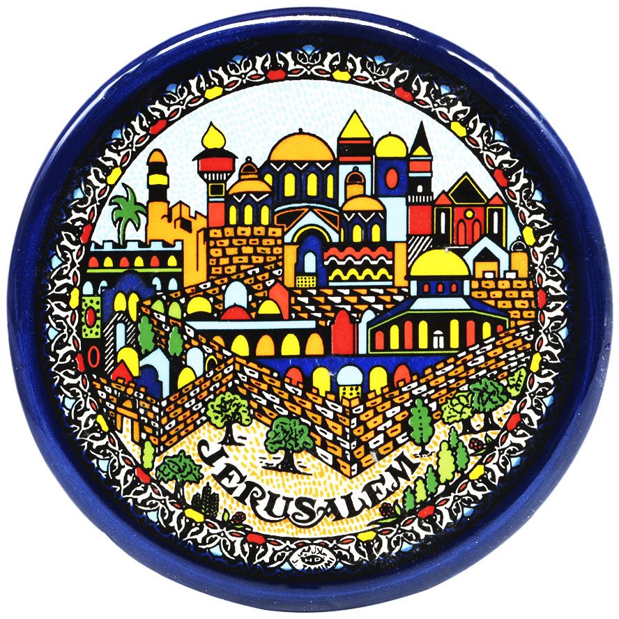 Armenian Ceramic ‘Jerusalem Old City’ Souvenir’ Coaster – 3.5″