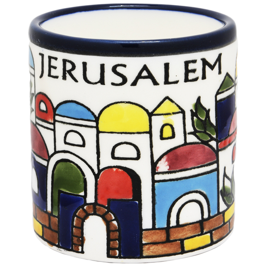 ‘Jerusalem’ Armenian Ceramic Espresso Cup (front)