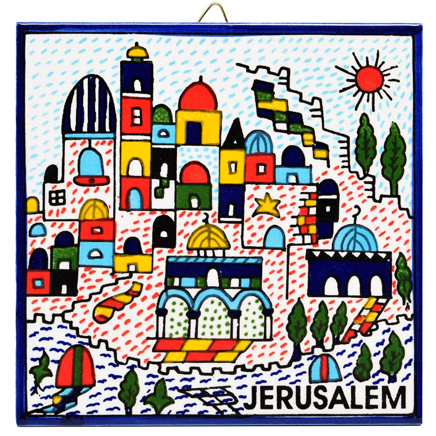 Armenian Ceramic ‘Jerusalem Old City’ Wall Hanging Tile – 6″