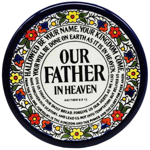 Scripture "The Lord's Prayer" Hand Painted Armenian Ceramic Saucer