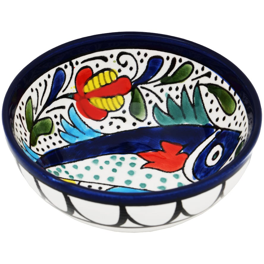 Mini Armenian Ceramic Bowl – Fish – Made in the Holy Land