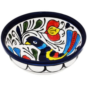 Mini Armenian Ceramic Bowl - Peacock - from Jerusalem