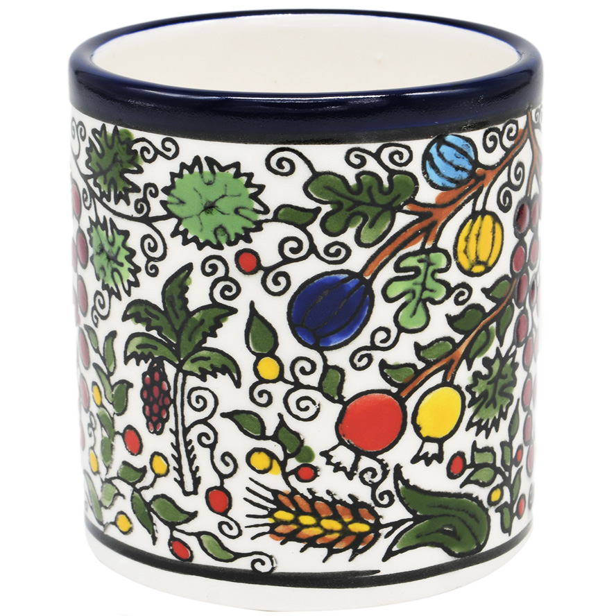 Armenian Ceramic Biblical ‘Seven Species’ Espresso Cup (front view)