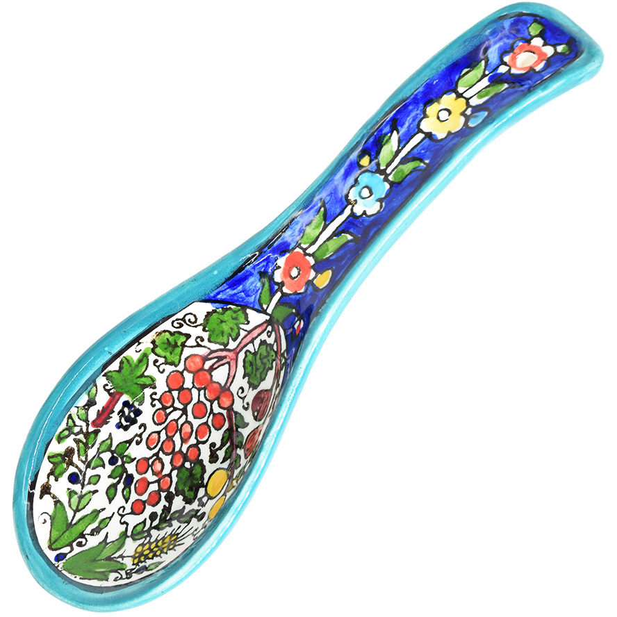 Armenian Ceramic Spoon 'Seven Species' with Flowers