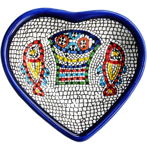'Tabgha' Armenian Ceramic Heart Shaped Snack Dish (top view)