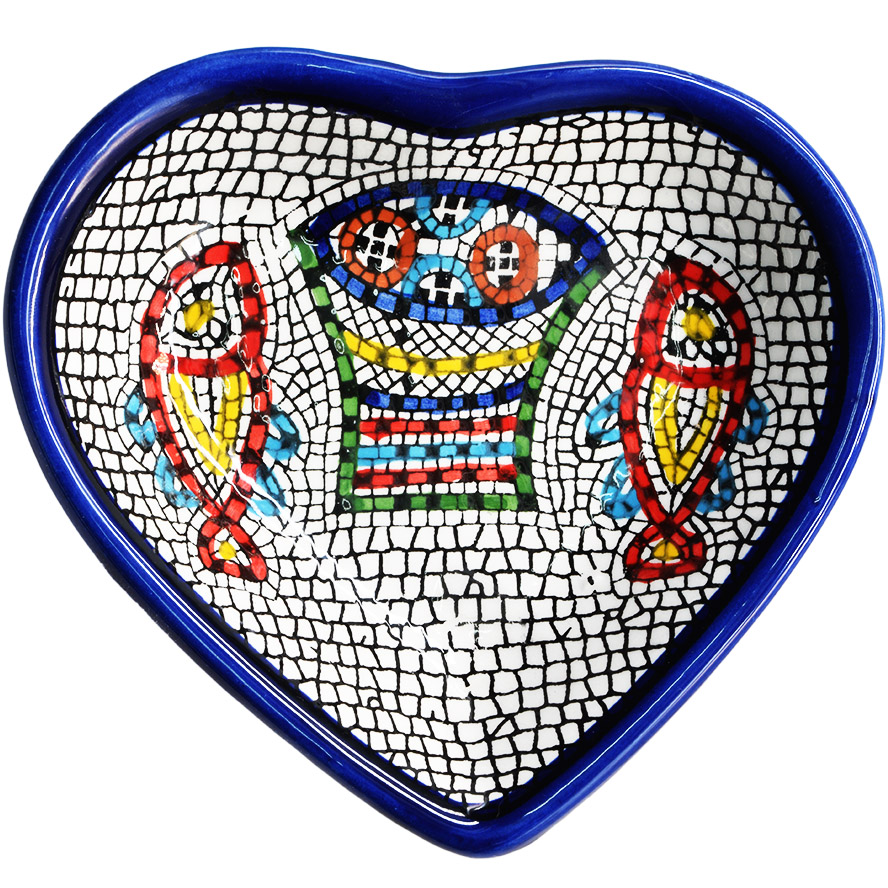‘Tabgha’ Armenian Ceramic Heart Shaped Snack Dish (top view)