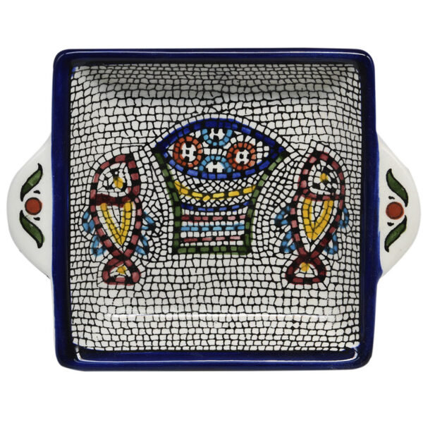 'Tabgha' Mosaic Armenian Ceramic Snack Dish with Handles (from top)