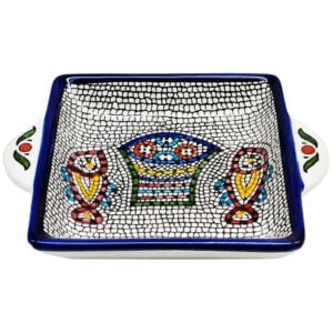 Tabgha' Mosaic Armenian Ceramic Snack Dish with Handles